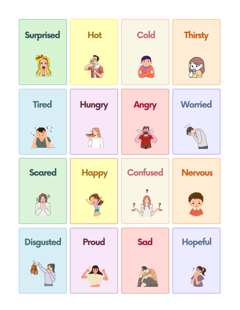free emotions flashcards for autism and speech therapy | autistichub